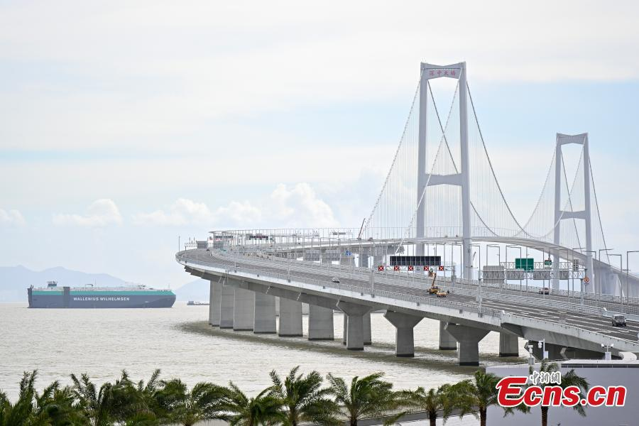 Aerial view of the Shenzhen-Zhongshan Link, a mega cross-sea passage in the Great Bay Area, June 27, 2024. (Photo: China News Service/Chen Jimin)