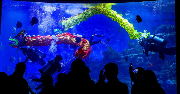 Central China's Hubei stages underwater dragon dance to welcome Spring Festival 