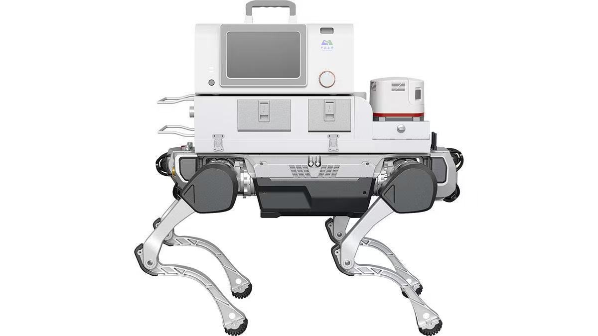 The world's first emergency rescue robot and emergency transport robot, independently developed by CSSC Haishen Company and Hangzhou-based DEEP Robotics (Photo/Science and Technology Daily) The world's first emergency rescue robot and emergency transport robot, independently developed by CSSC Haishen Company and Hangzhou-based DEEP Robotics (Photo/Science and Technology Daily)
