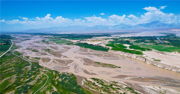 Picturesque landscape of wetland park in Xinjiang