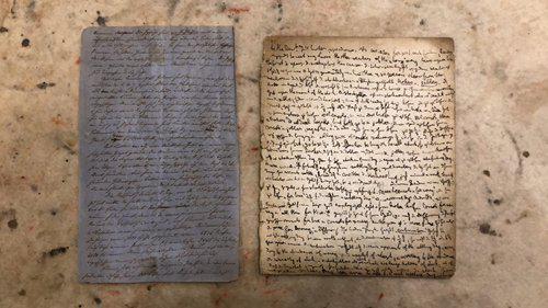 A page from Karl Marx's London Notes (right) (Photo/Courtesy of the Council auction house)