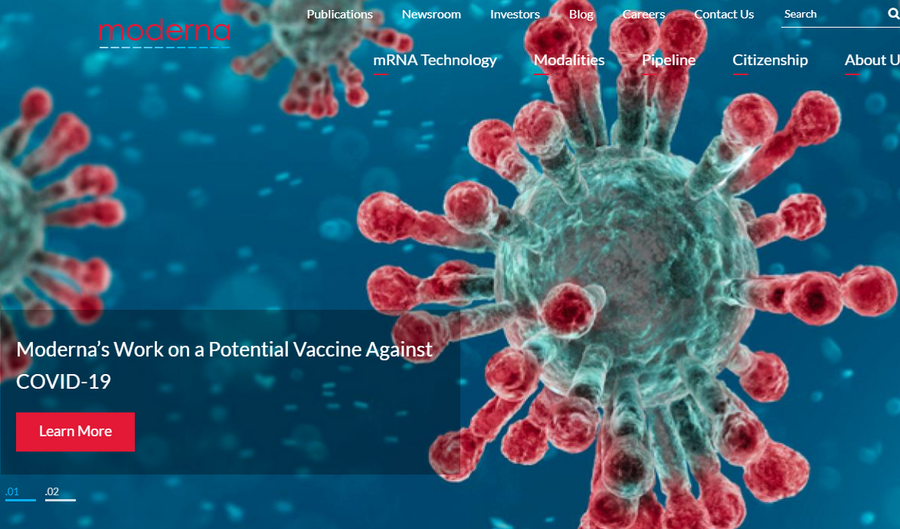 A screenshot taken on May 18, 2020, from the website of the U.S. biotech company Moderna shows a design illustrating its work on a potential vaccine against the COVID-19. (Xinhua)