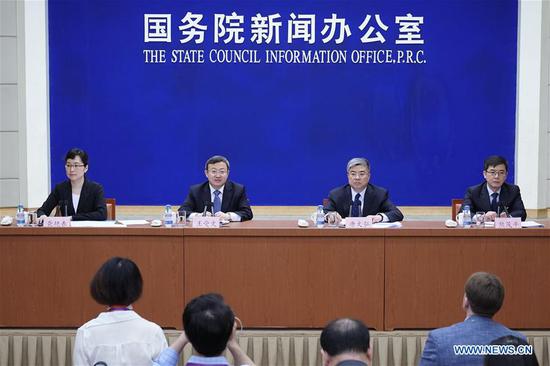 A press conference of the State Council Information Office is held in Beijing, capital of China, May 22, 2018. (Xinhua/Shen Bohan)