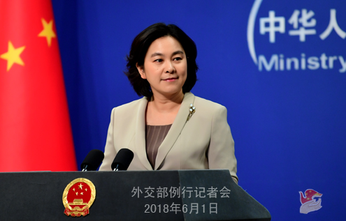 Hun Chunying, Foreign Ministry spokeswoman, speaks at a news conference in Beijing, June 1, 2018. (Photo/Ministry of Foreign Affairs)