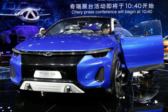 A Chery Tiggo concept model is shown at an auto show in Shanghai. （Photo provided to China Daily）