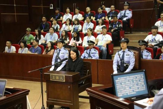 Mo Huanjing stands trial at Zhejiang High People's Court on June 4, 2018.  (Photo provided to China Daily)