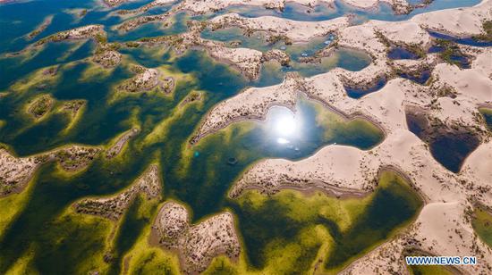 Aerial view of wetland in China's Inner Mongolia