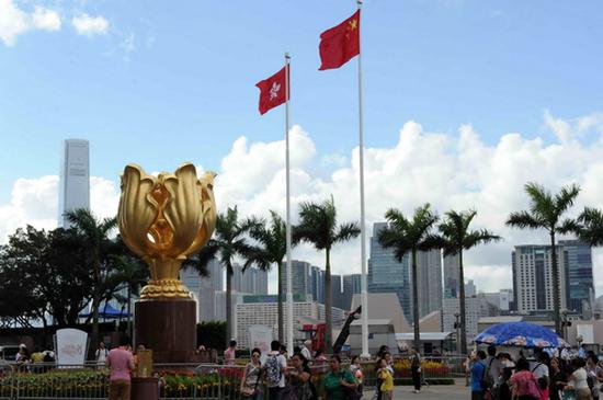 Golden Bauhinia Square, Hong Kong, July 1, 2012. (Wu Jun/Asianewsphoto)
