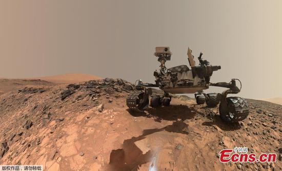 This low-angle self-portrait of NASA's Curiosity Mars rover shows the vehicle at the site from which it reached down to drill into a rock target called 