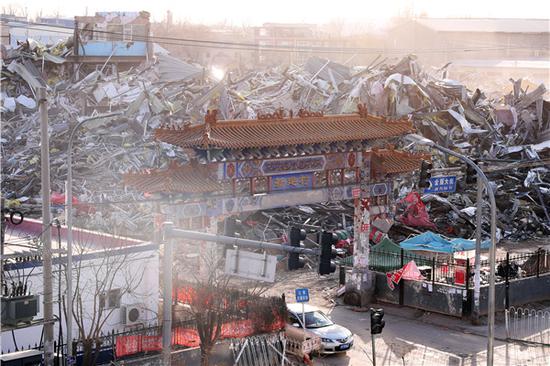 Work crews have demolished many unsafe buildings in Beijing's Daxing district as part of a safety campaign launched after a fire in Xinjian'er that killed 19 people on Nov. 18. (Zou Hong/China Daily)