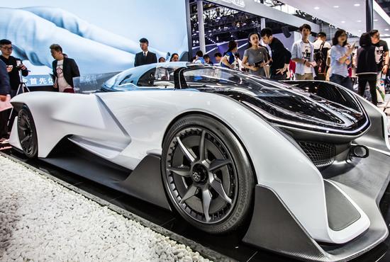 Faraday FF91, an electric car, is on show at an industry expo in Las Vegas, Nevada, the United States.  (Photo provided to China Daily)