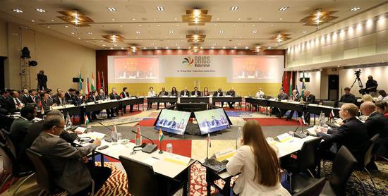 Representatives attend the 3rd BRICS Media Forum in Cape Town, South Africa, on July 18, 2018. (Xinhua/Wang Teng)