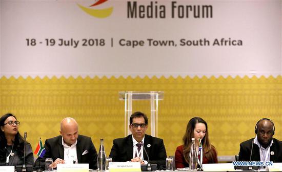 Representatives attend the 3rd BRICS Media Forum in Cape Town, South Africa, on July 18, 2018. (Xinhua/Wang Teng)