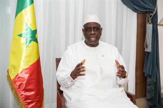 Senegalese President Macky Sall speaks during an interview in Dakar, Senegal, on July 19, 2018. Chinese President Xi Jinping's upcoming state visit to Senegal will be a historic one with great importance to the future of bilateral ties, said Senegalese President Macky Sall on Thursday. (Xinhua/Lv Shuai)