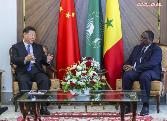 Chinese President Xi Jinping and Senegalese President Macky Sall hold talks in Dakar, Senegal, July 21, 2018. (Xinhua/Xie Huanchi)