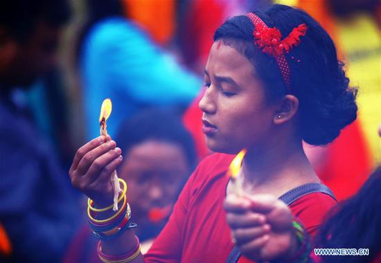 Hindu women offer prayers on Shrawan Somvar in Kathmandu, Nepal