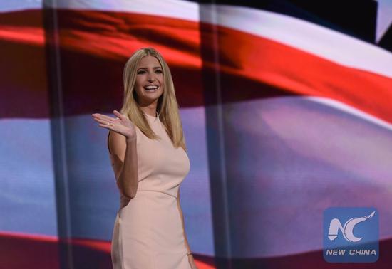 In this file photo taken on July 21, 2016, Ivanka Trump takes the stage on the last day of the Republican National Convention in Cleveland, Ohio, the United States. (Xinhua/Yin Bogu)