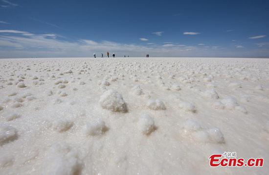 China’s largest salt lake a white wonderland 