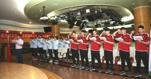 Chinese athletes of the 18th Asian Games make a pledge. (Photo provided to China News Service)