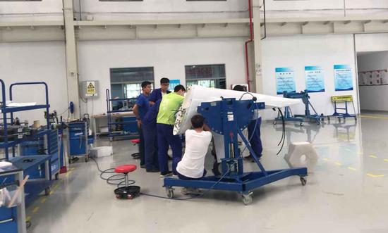 The assembly workshop of CETC Wuhu Diamond Aircraft Manufacture Company Limited. (Photo/CGTN)