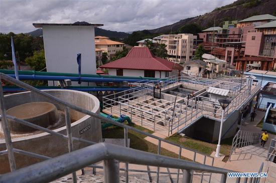 Photo taken on Aug. 13, 2018 shows the facilities of Water Supply and Sewerage Project in Kurunegala, Sri Lanka. Sri Lankan Prime Minister Ranil Wickremesinghe on Monday inaugurated the Greater Kurunegala Water Supply and Sewerage Project in northwestern Sri Lanka which will solve the drinking and sanitation problem for thousands of people in the district. (Xinhua/Pradeep Pathirana)