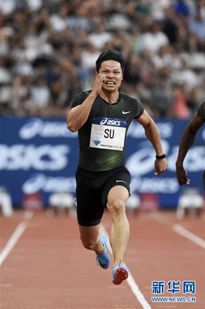 Su Bingtian is China's biggest hope for gold at men's 100-meter sprinting race of the 2018 Asian Games in Jakarta. (Photo/Xinhua)