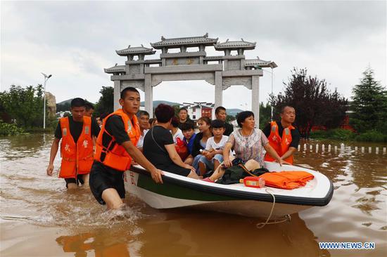 Huaibei inundated by flood due to Typhoon Rumbia in east China 