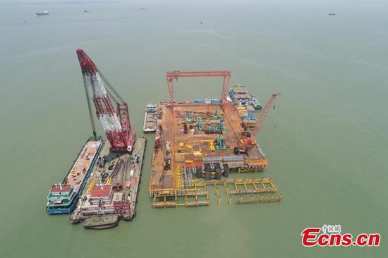Pier construction begins on highest cross-sea bridge