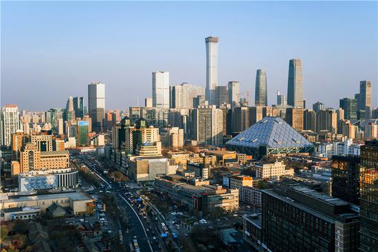 View of Beijing's Central Business District on March 24, 2018. (Photo provided to China Daily)
