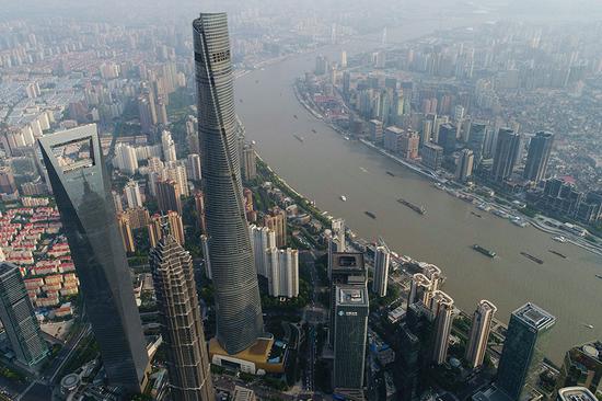 A bird's-eye view of the Lujiazui financial center in Shanghai Pudong New Area. (Photo/Xinhua)