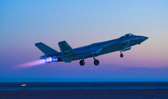 A J-20 fighter joins a drill in this undated photo. (Photo:  Xinhua/Yang Jun)