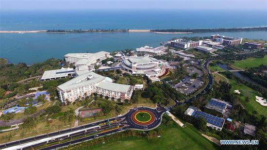 Aerial photo taken on March 22, 2018 shows the Boao Forum for Asia International Conference Center in Boao Town of Qionghai, south China's Hainan Province. (Xinhua/Guo Cheng)