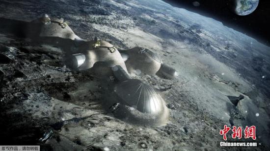 A 3D-printed picture of an imaginary moon base. (Photo/Agencies) 