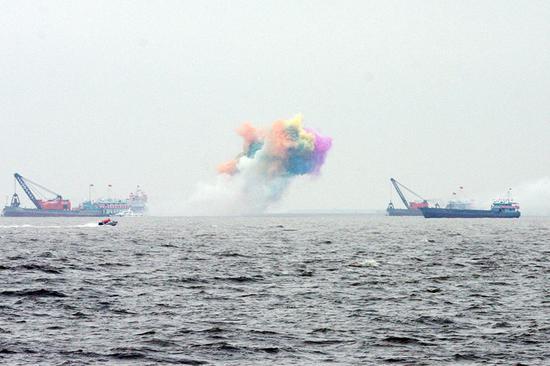 A ceremony with fireworks marked the start of construction in 2009. (Photo by Chen Lin/ for China Daily)