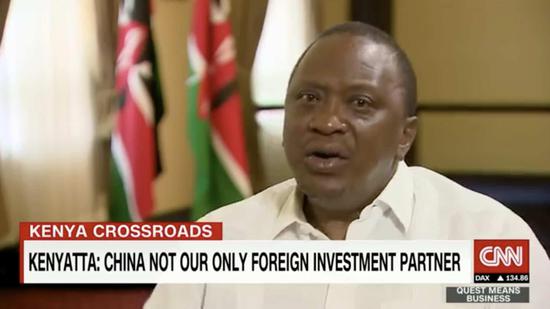 Video screenshot from CNN's interview with Kenyan President Uhuru Kenyatta