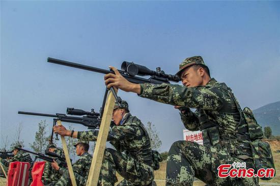China’s armed police force carries out sniper training
