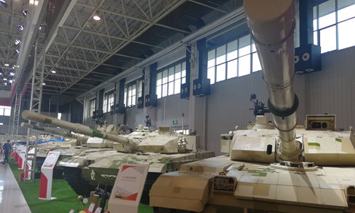 Tanks developed by China North Industries Group Corporation Limited are on display at the Airshow China 2018 in Zhuhai, South China's Guangdong Province on Monday. (Photo: Liu Yang/GT)