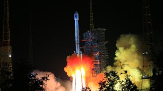 China has successfully launched its 41st Beidou navigation satellite from a long march-3b carrier rocket at the Xichang Satellite Launch Center at 23:57 on Nov. 1, 2018. (Photo/CGTN)