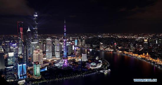 Photo taken on Nov. 1, 2018 shows the night view of Shanghai, east China. (Xinhua/Fang Zhe)