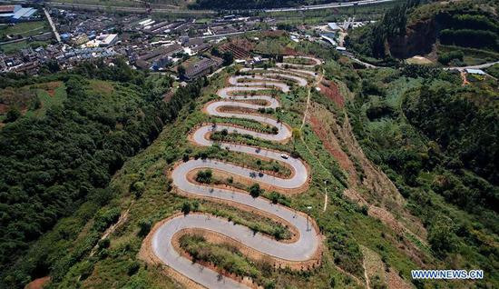 Scenery of winding road in SW China's Yunnan