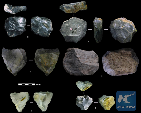 These artifacts found in China are among the nearly four dozen that reflect the Levallois technique of toolmaking. In a paper published Nov. 19 in Nature, researchers date these artifacts to between 80,000 and 170,000 years ago. (Credit: Marwick et al.)