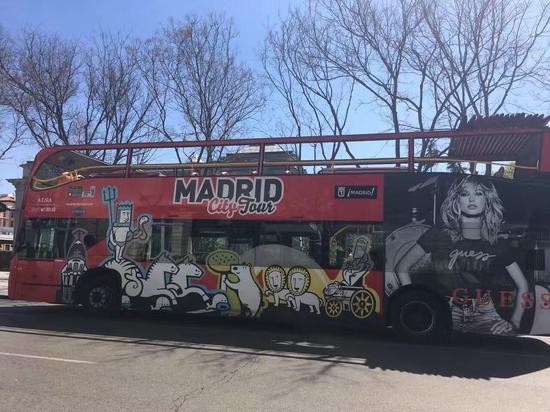 A Madrid city tour bus. (CGTN Photo)