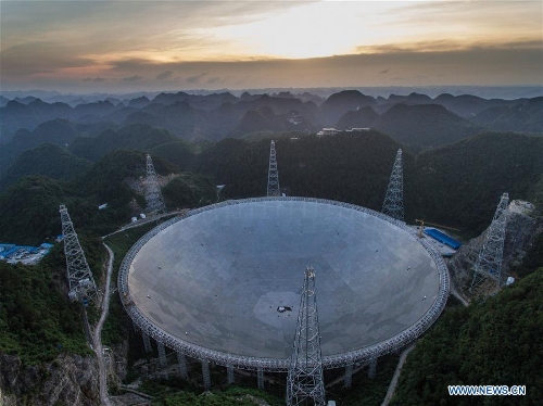 Photo taken on June 27, 2016 shows the Five-hundred-meter Aperture Spherical Telescope, or 