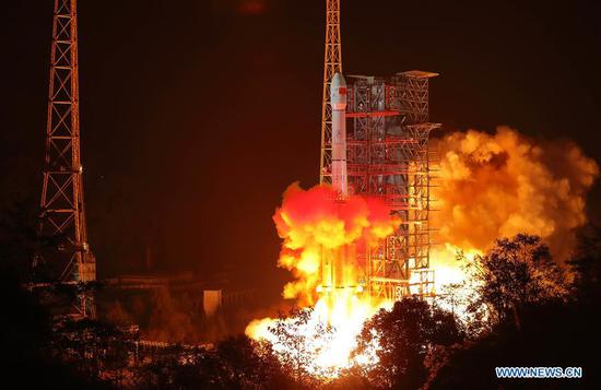 China launches Chang'e-4 lunar probe in the Xichang Satellite Launch Center in southwest China's Sichuan Province, Dec. 8, 2018.  （Photo/Xinhua）