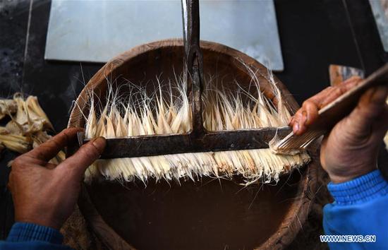 Xuan ink brush making in Huangcun Town, Anhui