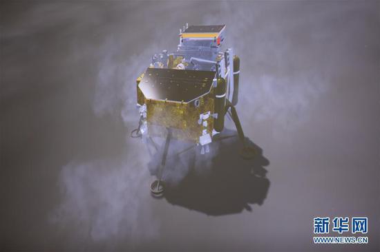 China's Chang'e-4 probe touches down on the far side of the moon, Jan. 3, 2019. (Photo/Xinhua)