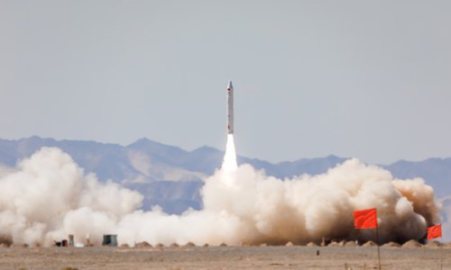 Chinese private rocket firm iSpace sends a suborbital rocket into space from the Jiuquan Satellite Launch Center in Northwest China in September 2018. (Photo/Courtesy of iSpace)

