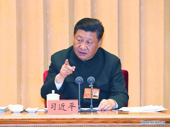 Chinese President Xi Jinping, also general secretary of the Communist Party of China (CPC) Central Committee and chairman of the Central Military Commission (CMC), delivers a speech at a CMC meeting held in Beijing, capital of China, Jan. 4, 2019. (Xinhua/Li Gang)