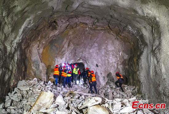 A view of the newly-constructed underground utility tunnel that will service the Beijing 2022 Winter Olympics venue in Yanqing District, Beijing, Jan. 7, 2019. (Photo/VCG)