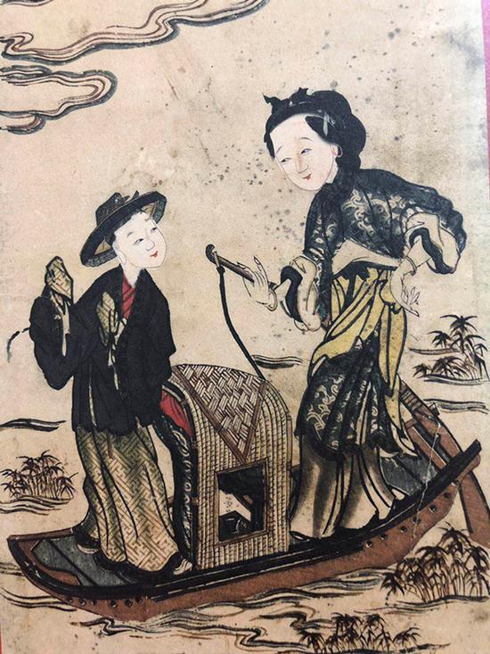 The Taohuawu woodcut picture from the reign of Qing Dynasty (1644-1911) Emperor Qianlong, a booming time of the elegant folk art genre in Suzhou, Jiangsu province. It is the collection of the Taohuawu Woodcut New Year Pictures Society.  (Photo provided to China Daily)